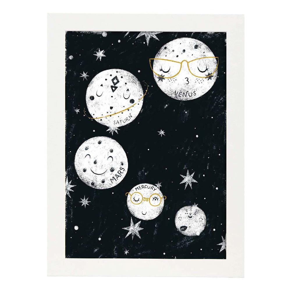Nacnic Lámina De Cinco Planetas Estilo Nórdico Infantil