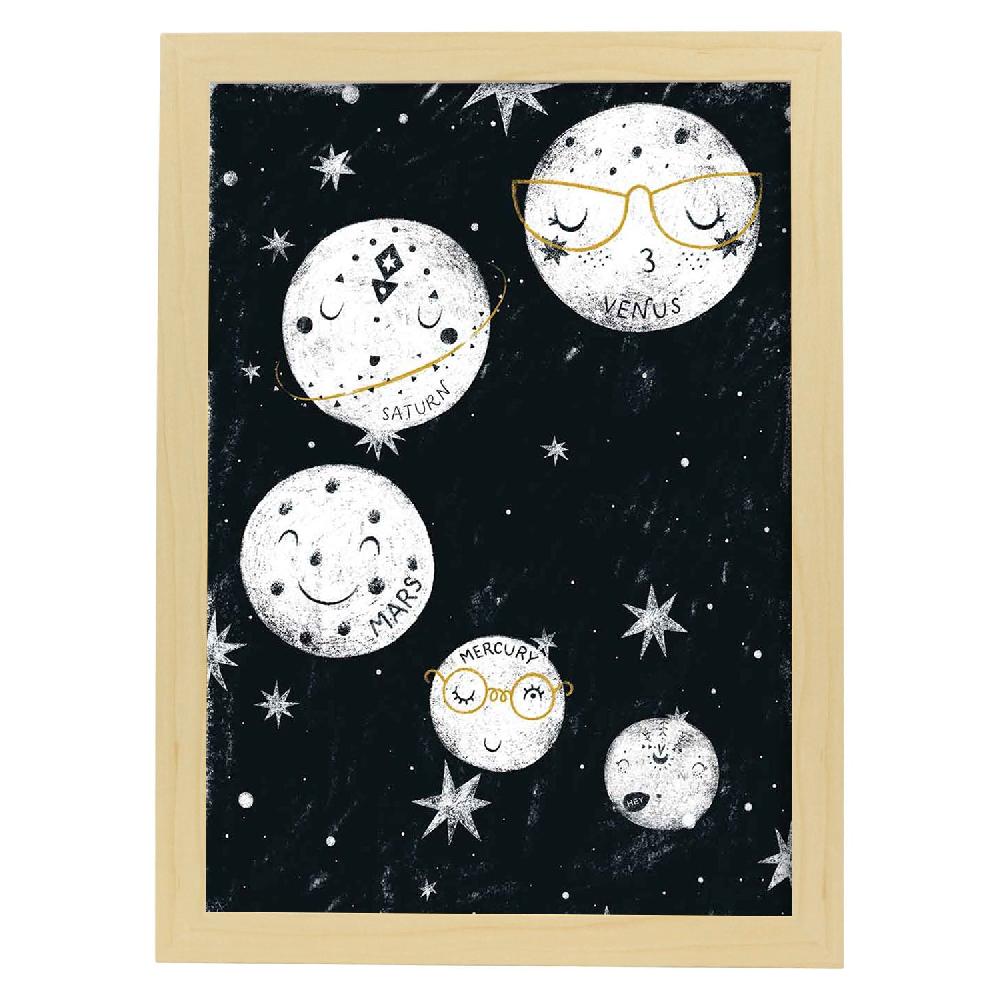 Nacnic Lámina De Cinco Planetas Estilo Nórdico Infantil