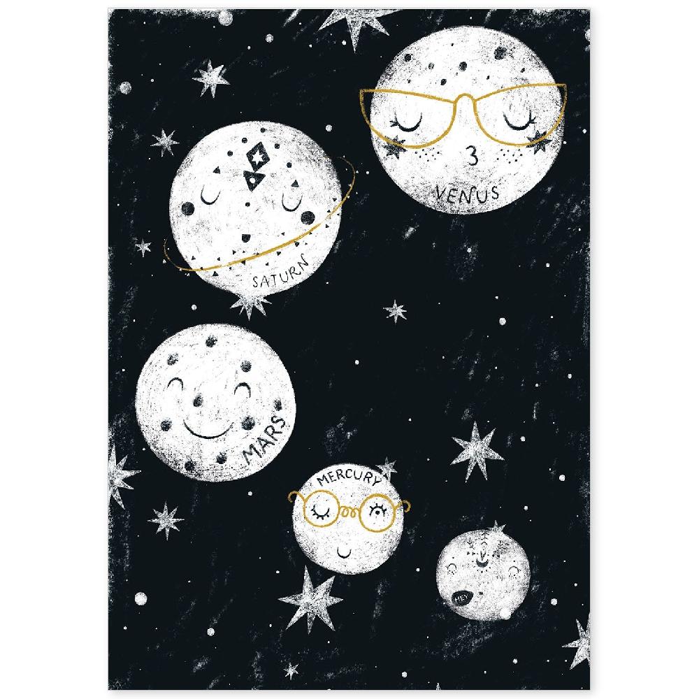 nacnic Lámina de Cinco Planetas Estilo Nórdico Infantil