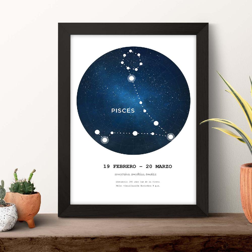 Nacnic Lamina De Constelación Piscis Con Fondo Blanco