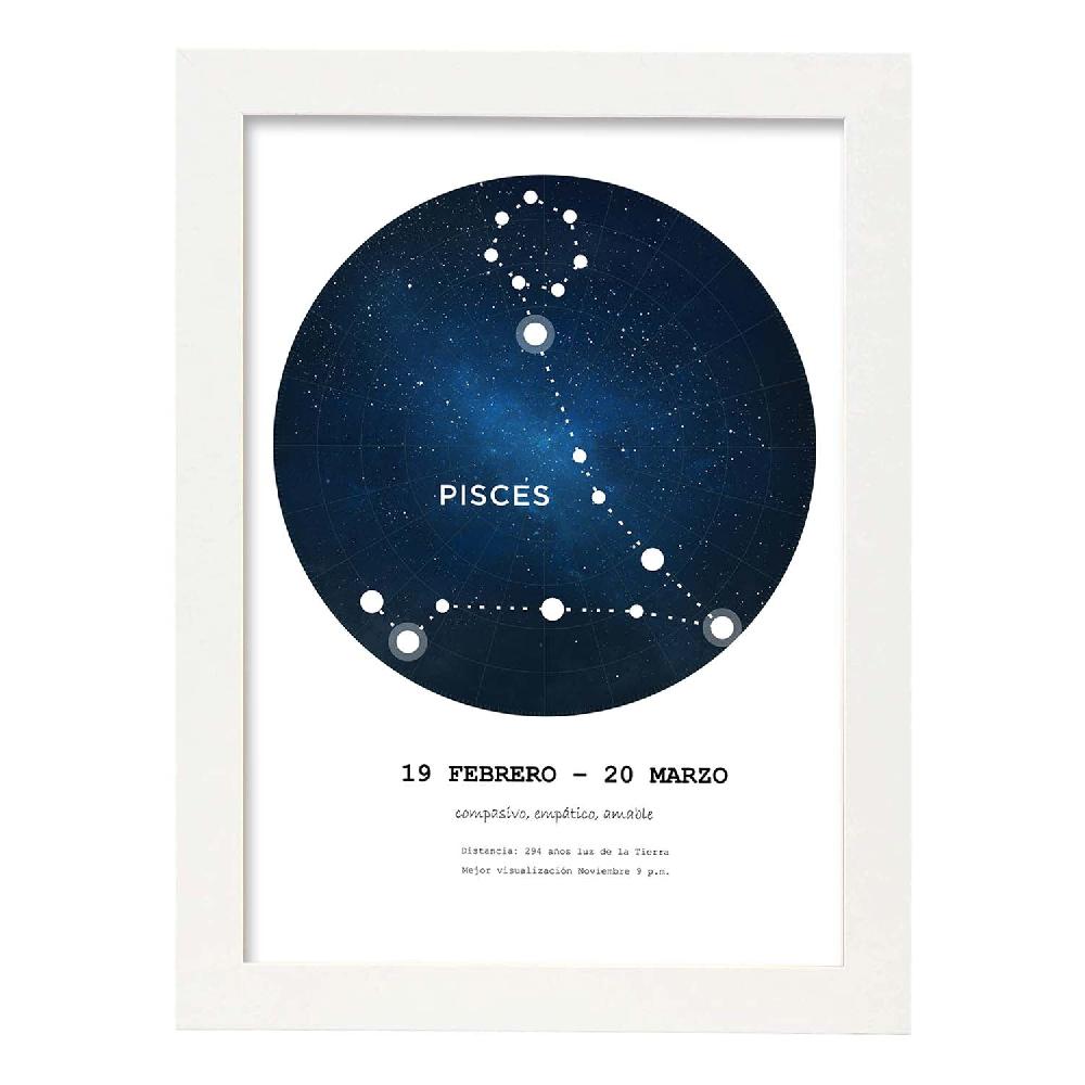 Nacnic Lamina De Constelación Piscis Con Fondo Blanco