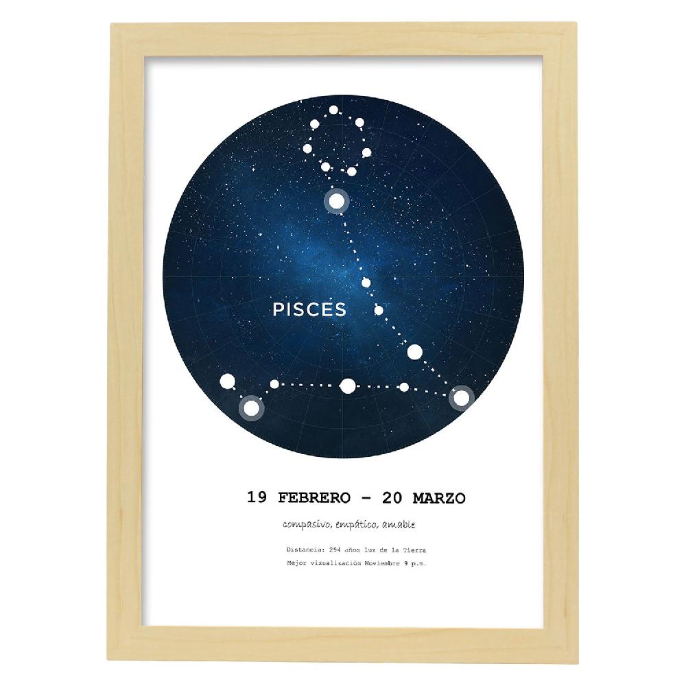 Nacnic Lamina De Constelación Piscis Con Fondo Blanco