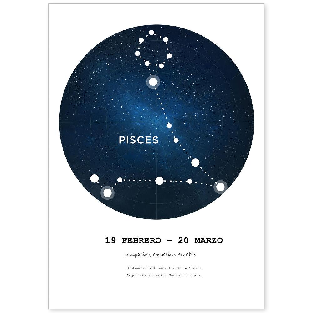 nacnic Lamina de constelación Piscis con fondo blanco