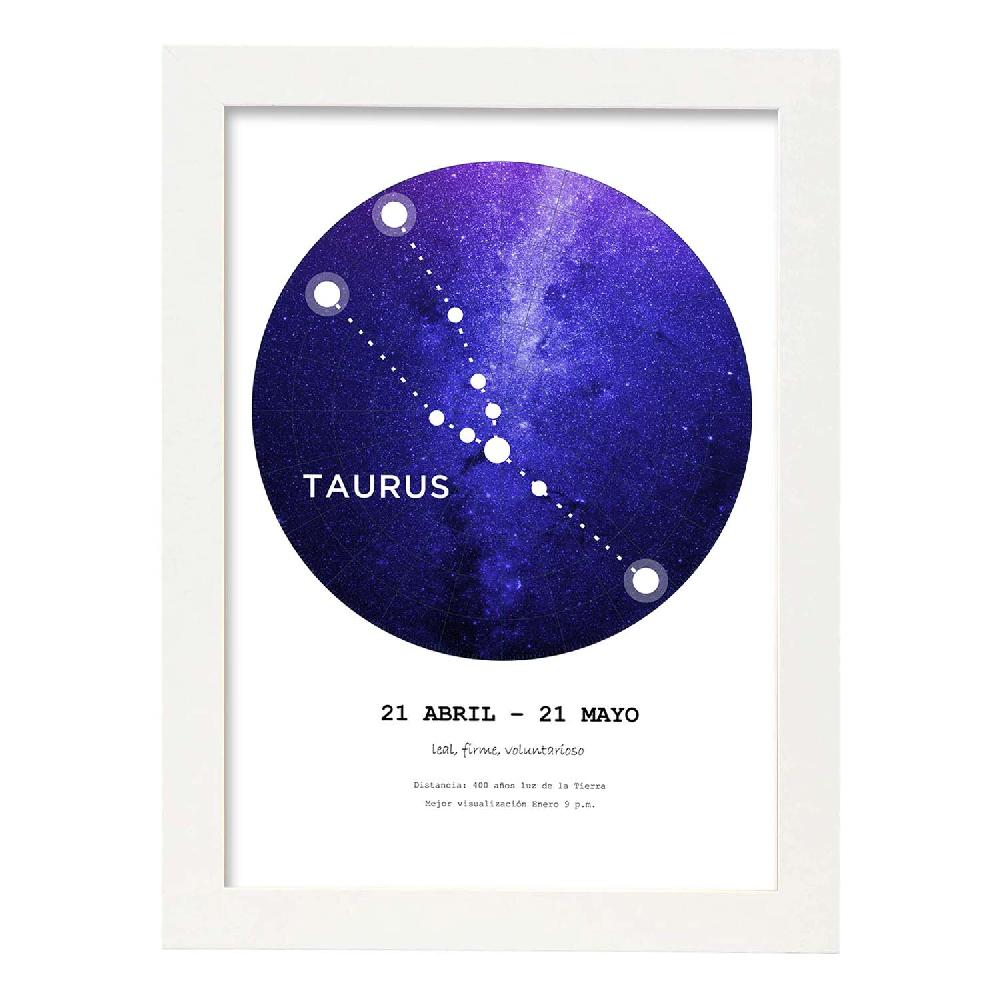 Nacnic Lamina De Constelación Taurus Con Fondo Blanco