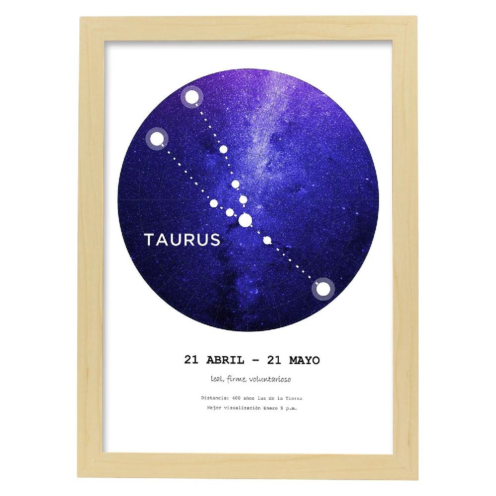Nacnic Lamina De Constelación Taurus Con Fondo Blanco