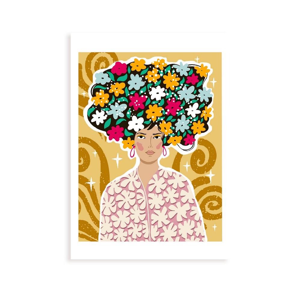 nacnic Lámina de Dama con pelo floral para diseño estético de hogar