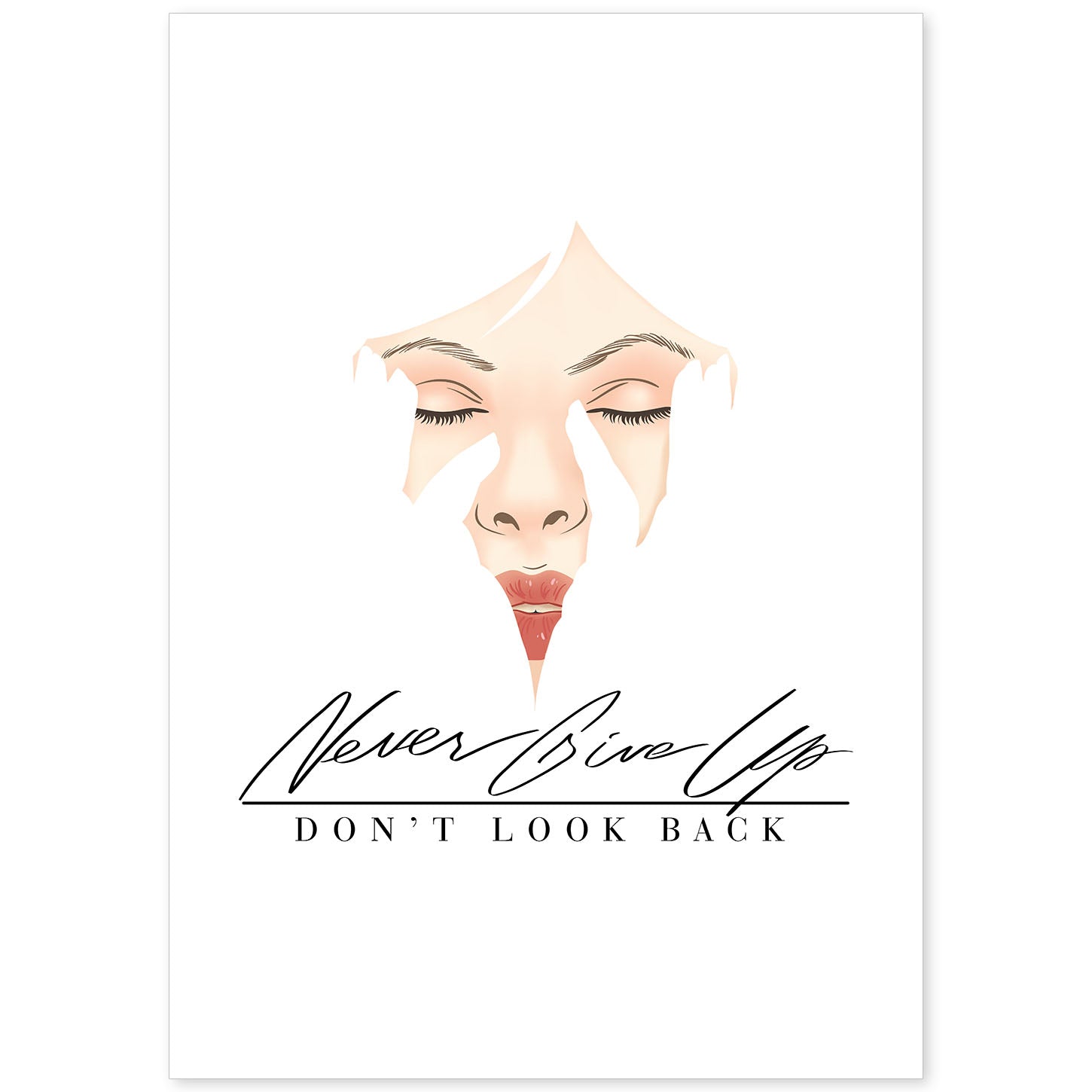 nacnic Lámina de decoración con mensajes felices ilustrados 'Don't Look Back'