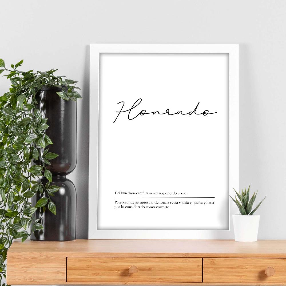Nacnic Lámina De Definición Honrado Con Fondo Blanco Nórdico