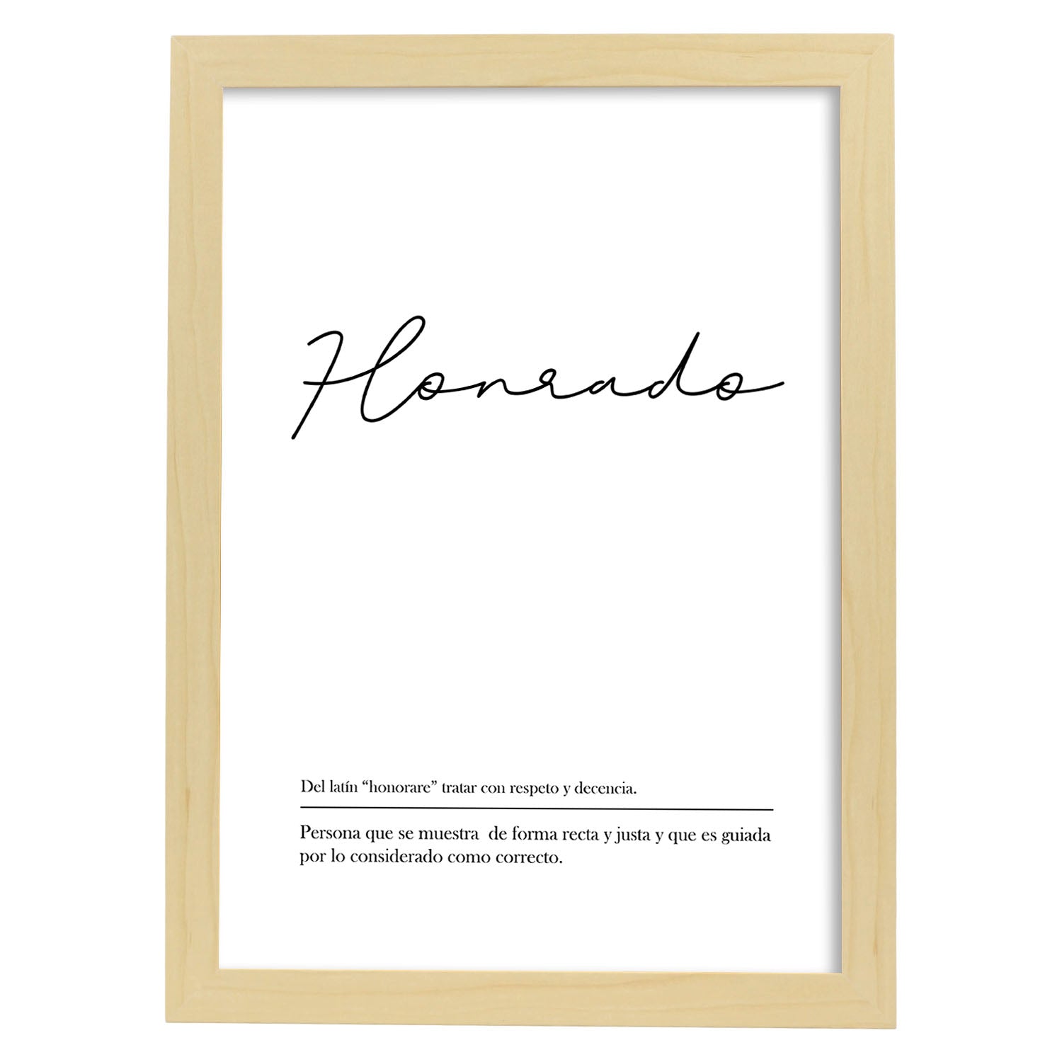 Nacnic Lámina De Definición Honrado Con Fondo Blanco Nórdico