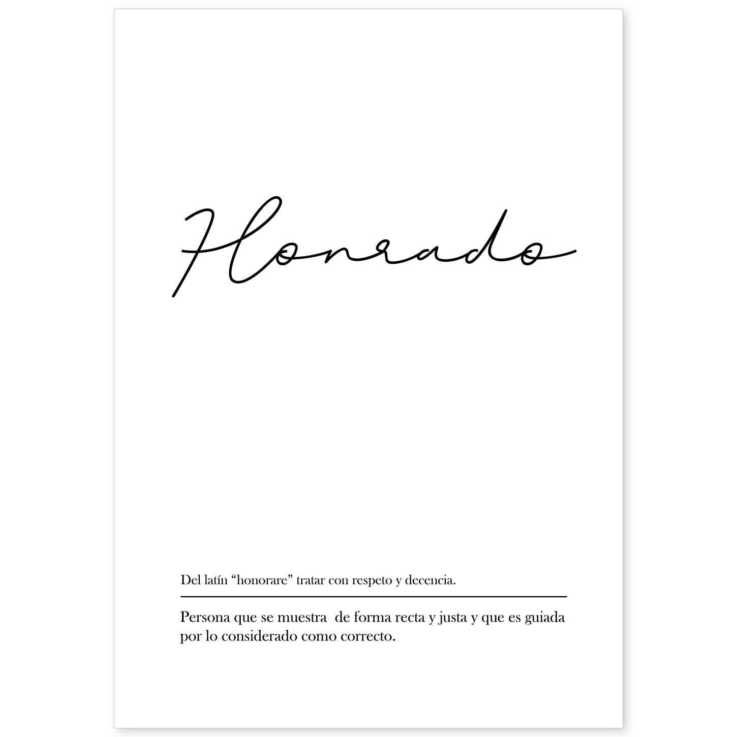 nacnic Lámina de Definición Honrado con Fondo Blanco Nórdico