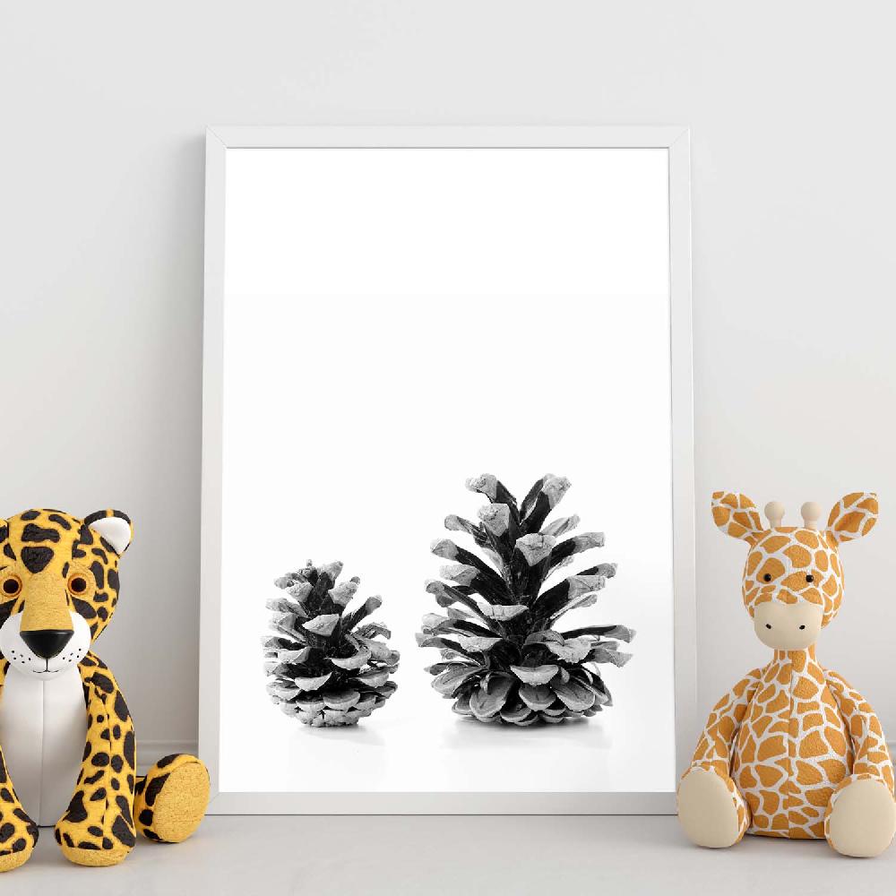 Nacnic Lámina De Dos Piñas De Pino En Blanco Y Negro