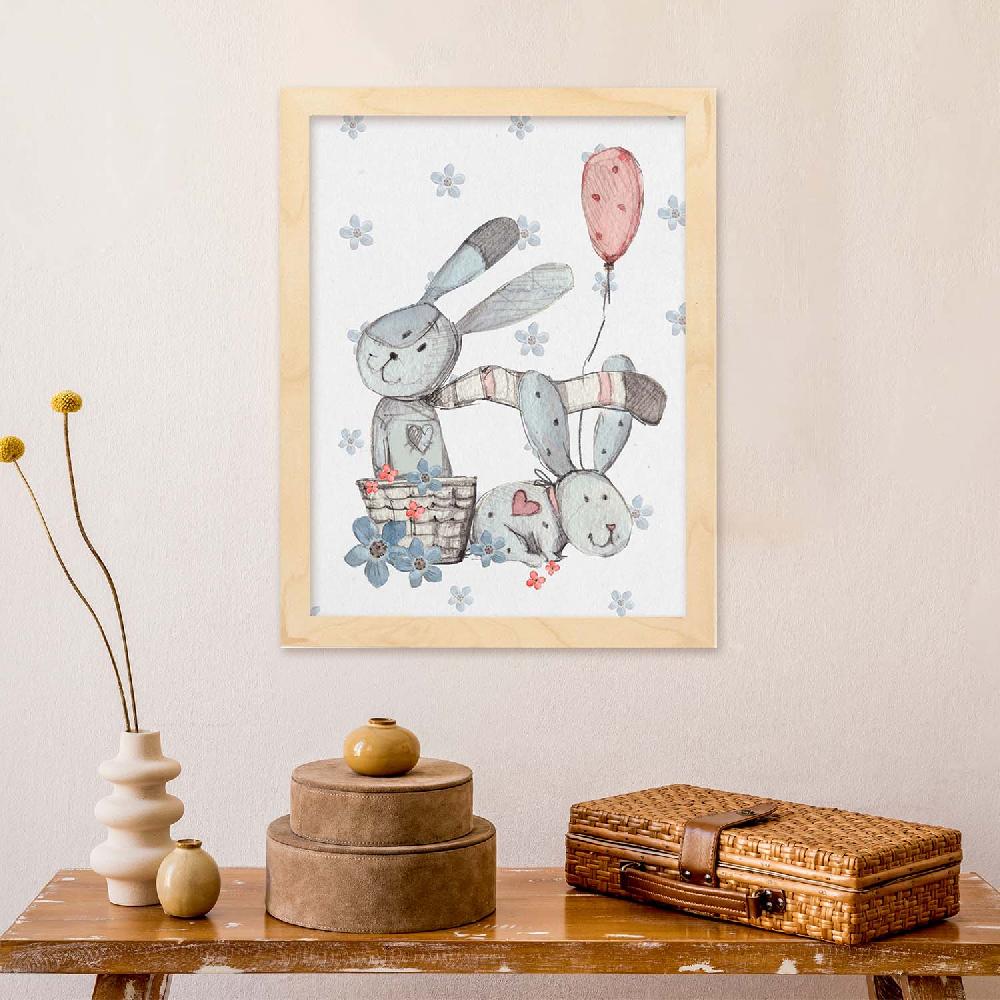 Nacnic Lámina De Fred Y Caroline Con Ilustraciones De Conejos