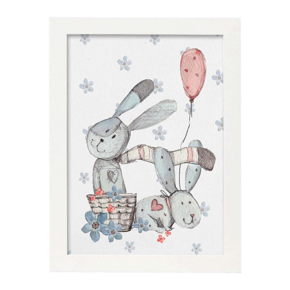 Nacnic Lámina De Fred Y Caroline Con Ilustraciones De Conejos