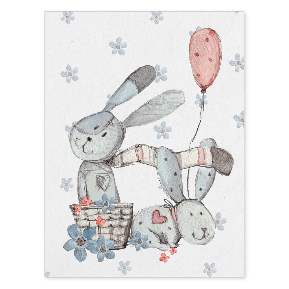 nacnic Lámina de Fred y Caroline con Ilustraciones de Conejos