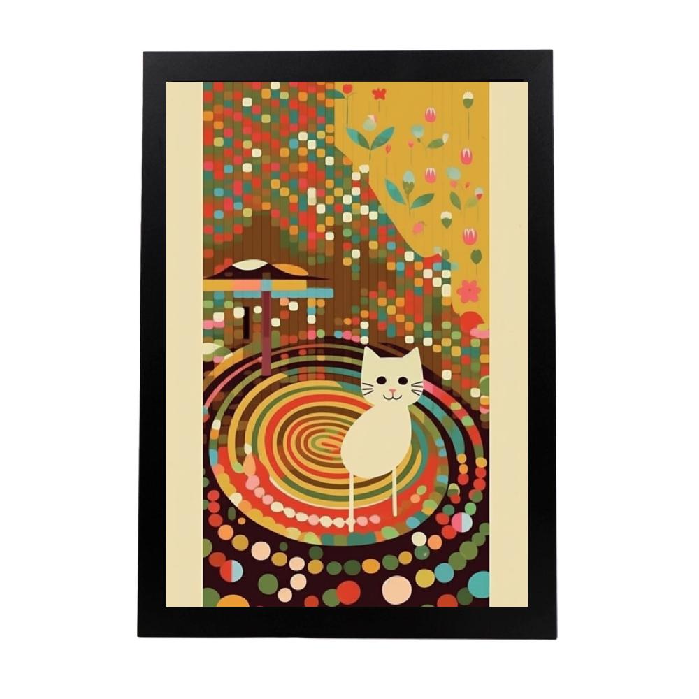 nacnic Lámina de Gato en Jardín Estilo Ryo Takemasa y Wu