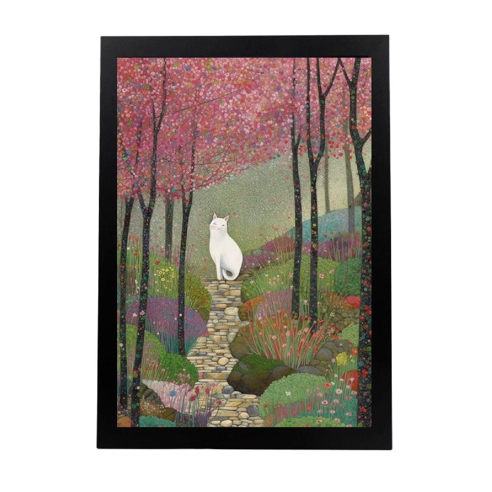 nacnic Lámina de Gato Tierno en Estilo Jardín de Ryo Takemasa y Wu