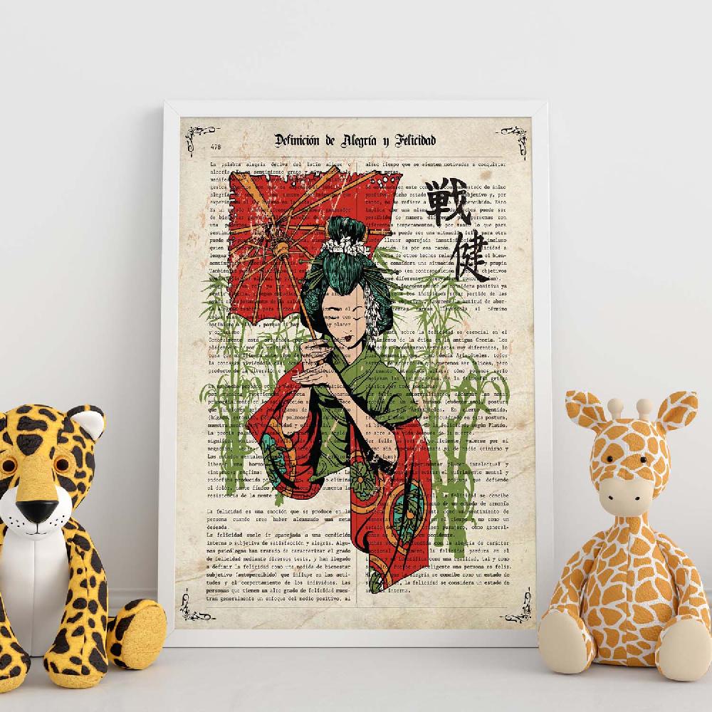 Nacnic Lámina De Geisha Con Paraguas Y Cultura Japonesa