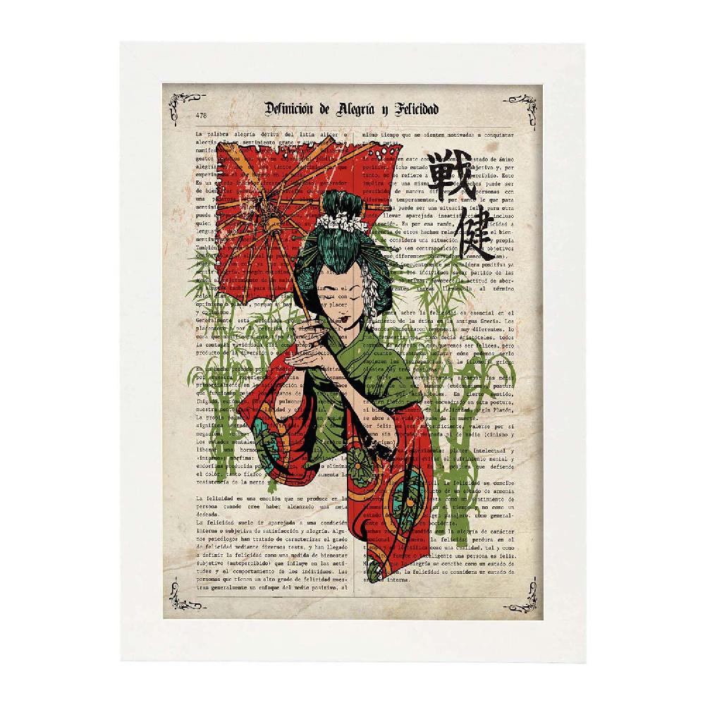 Nacnic Lámina De Geisha Con Paraguas Y Cultura Japonesa