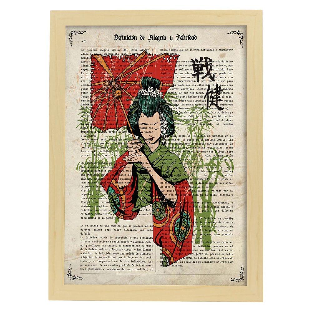 Nacnic Lámina De Geisha Con Paraguas Y Cultura Japonesa