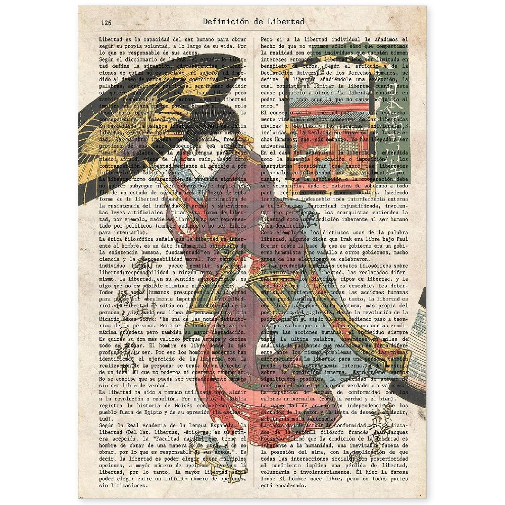 nacnic Lámina de Geisha con Sombrilla y Diseños Japoneses