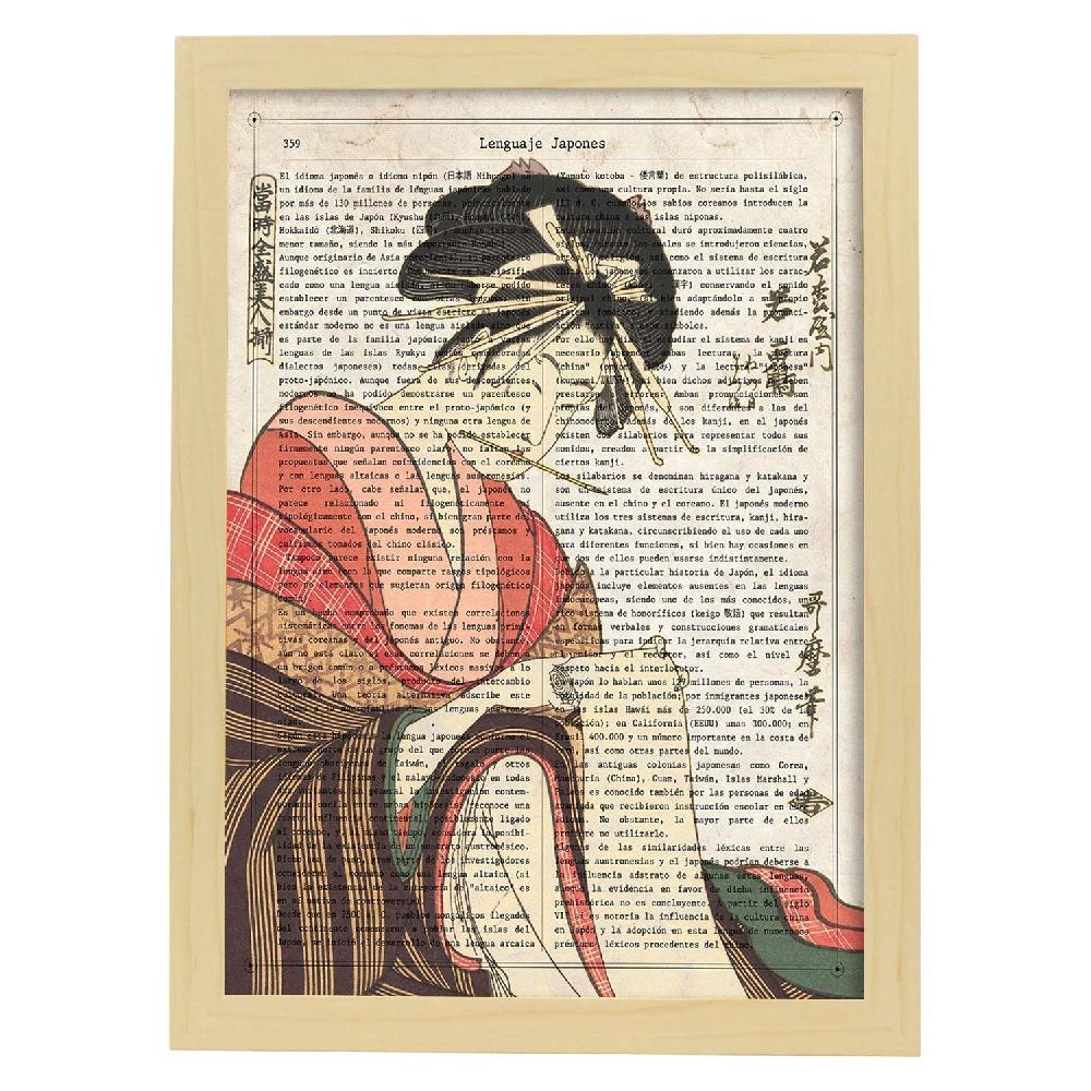 Nacnic Lámina De Geisha Escribiendo En Diseño Japonés