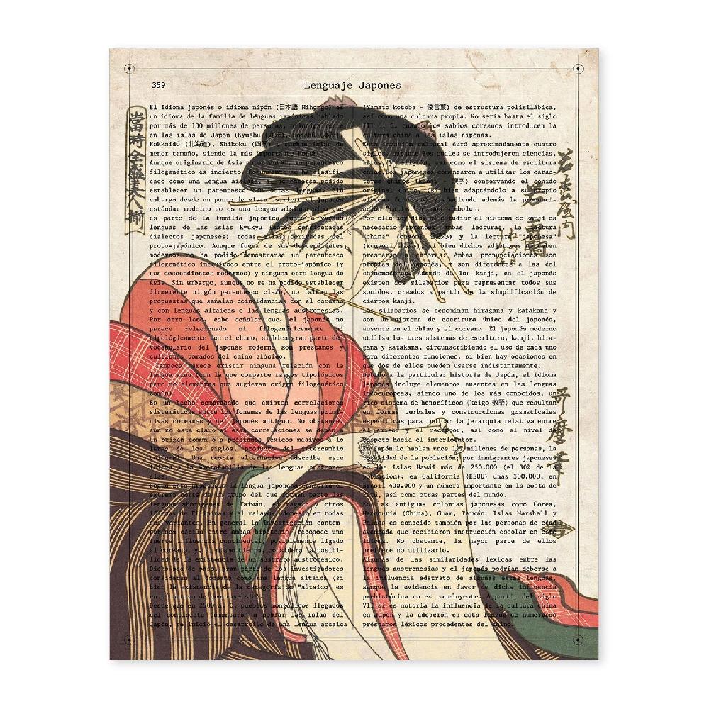 nacnic Lámina de Geisha escribiendo en diseño japonés