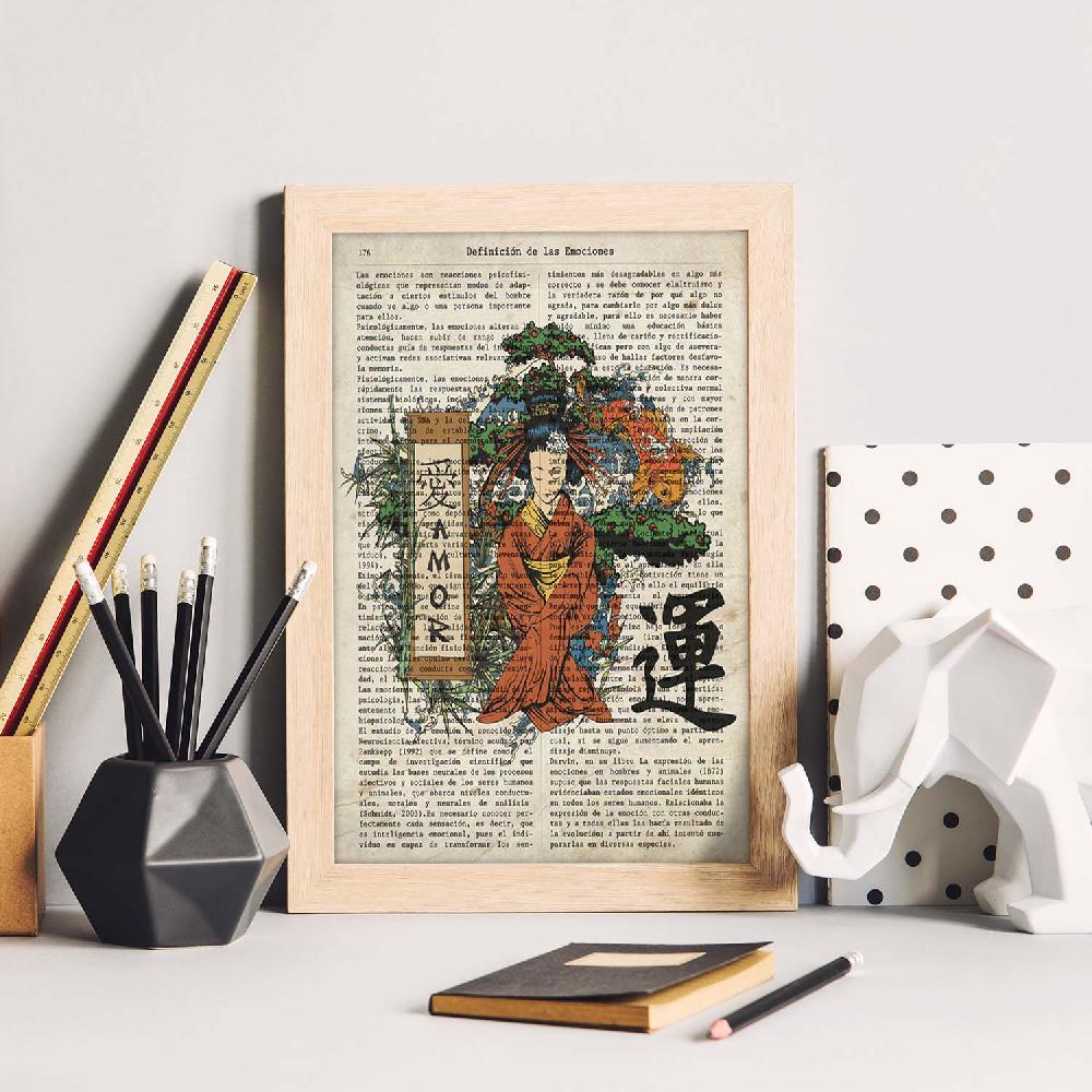 Nacnic Lámina De Geisha Meditando Con Diseño Japonés