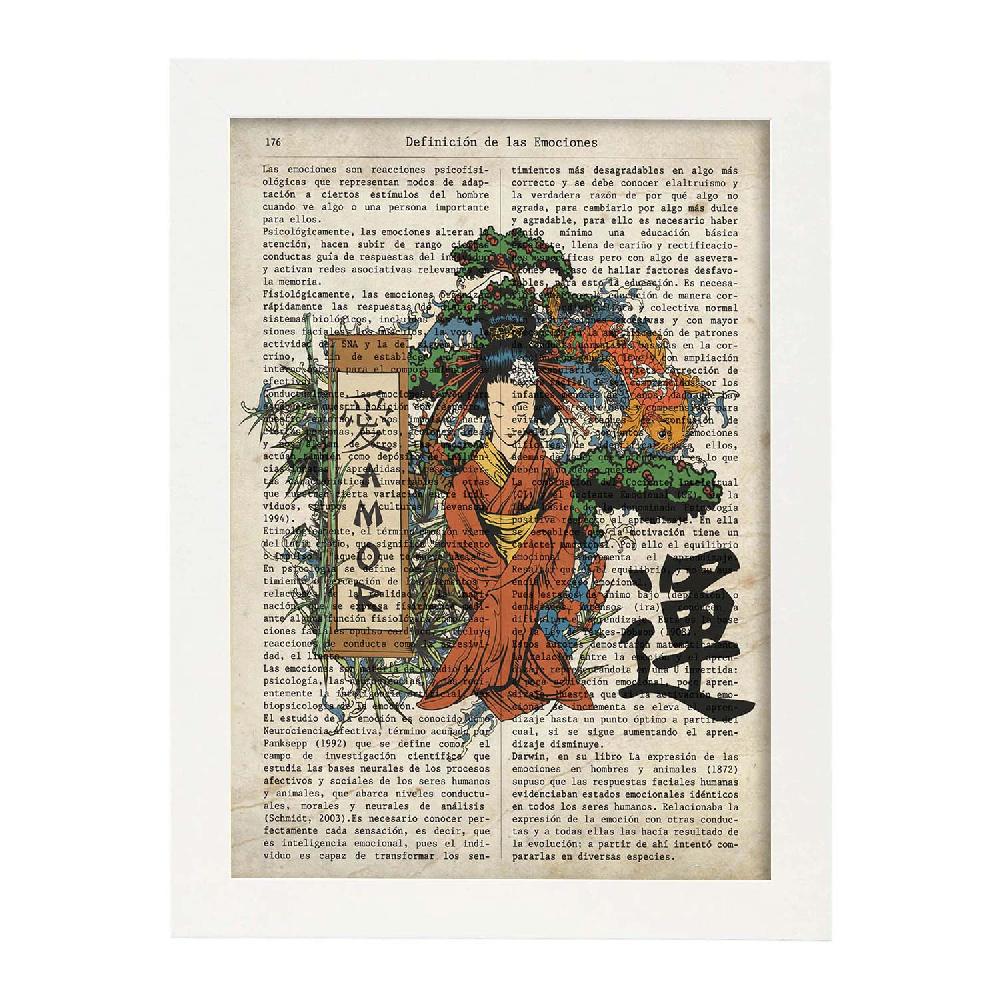 Nacnic Lámina De Geisha Meditando Con Diseño Japonés