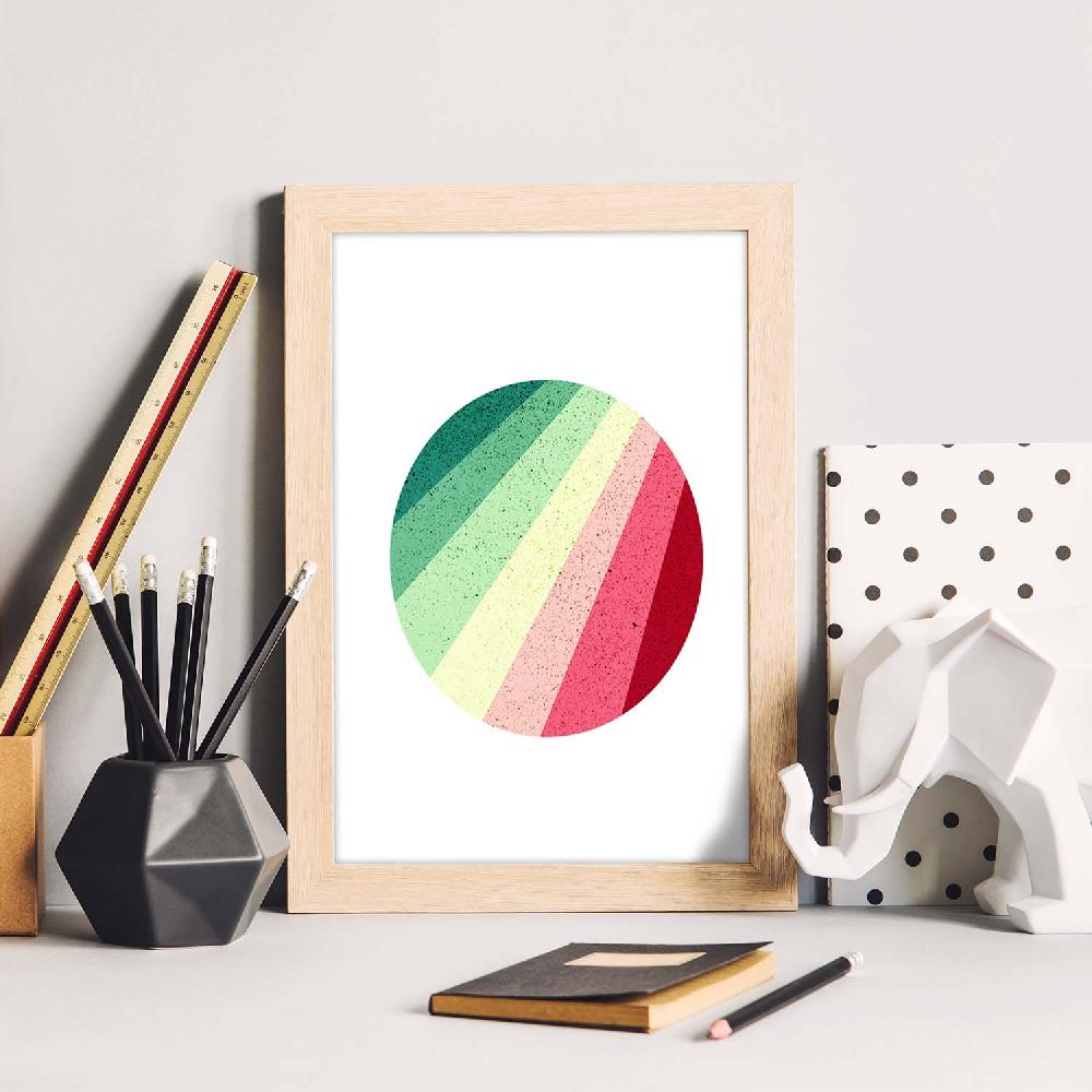 Nacnic Lámina De Geometría Colorida Con Círculo Rojo Verde