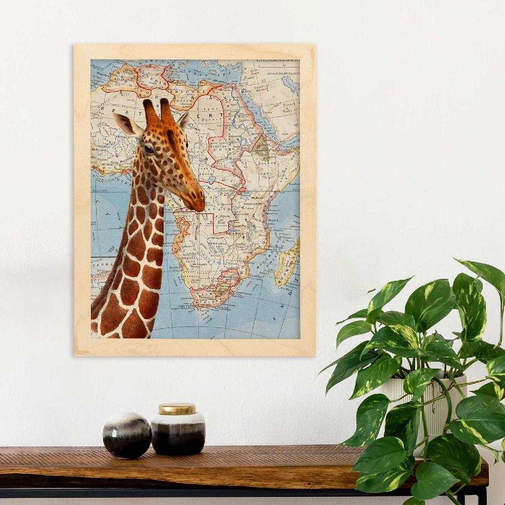 Nacnic Lámina De Girafa Sueña África Con Mapas Vintage