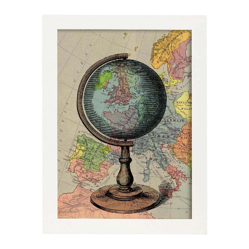 Nacnic Lámina De Globo Terráqueo En Europa Con Imágenes De Globos Aeroestáticos