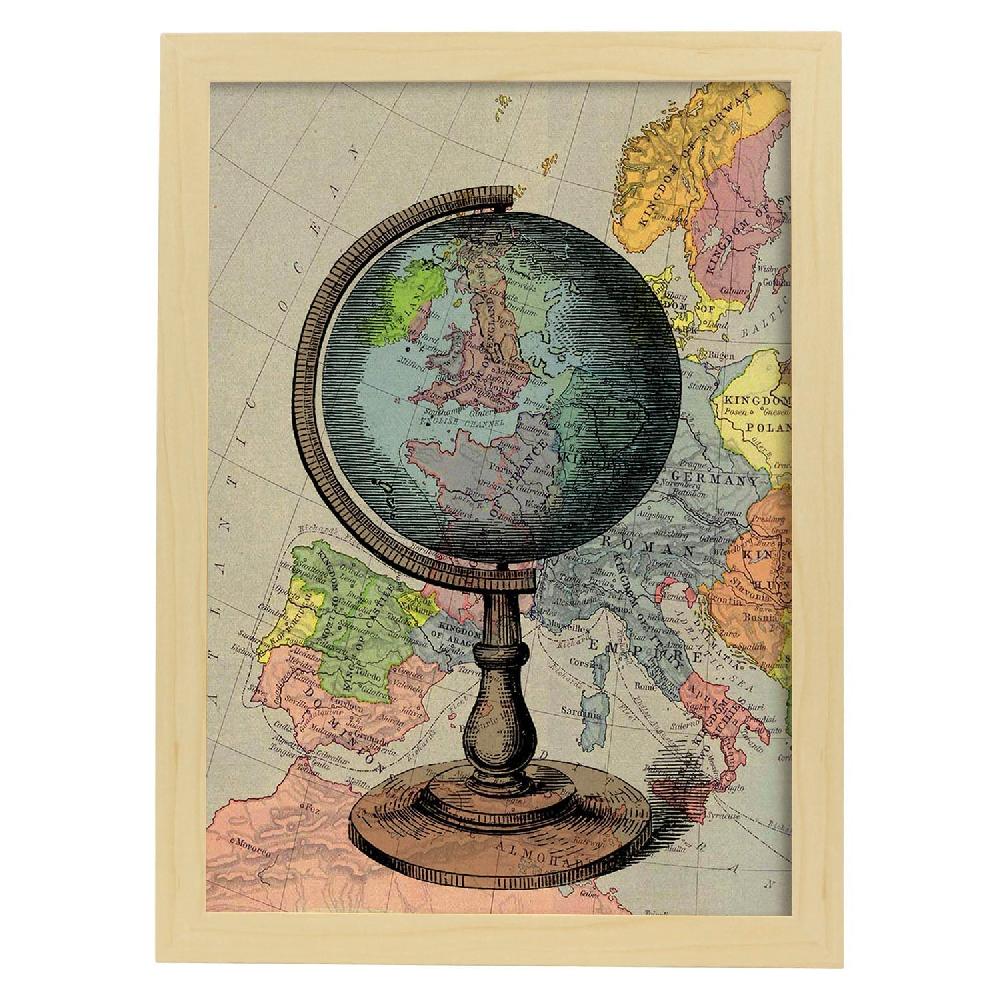 Nacnic Lámina De Globo Terráqueo En Europa Con Imágenes De Globos Aeroestáticos