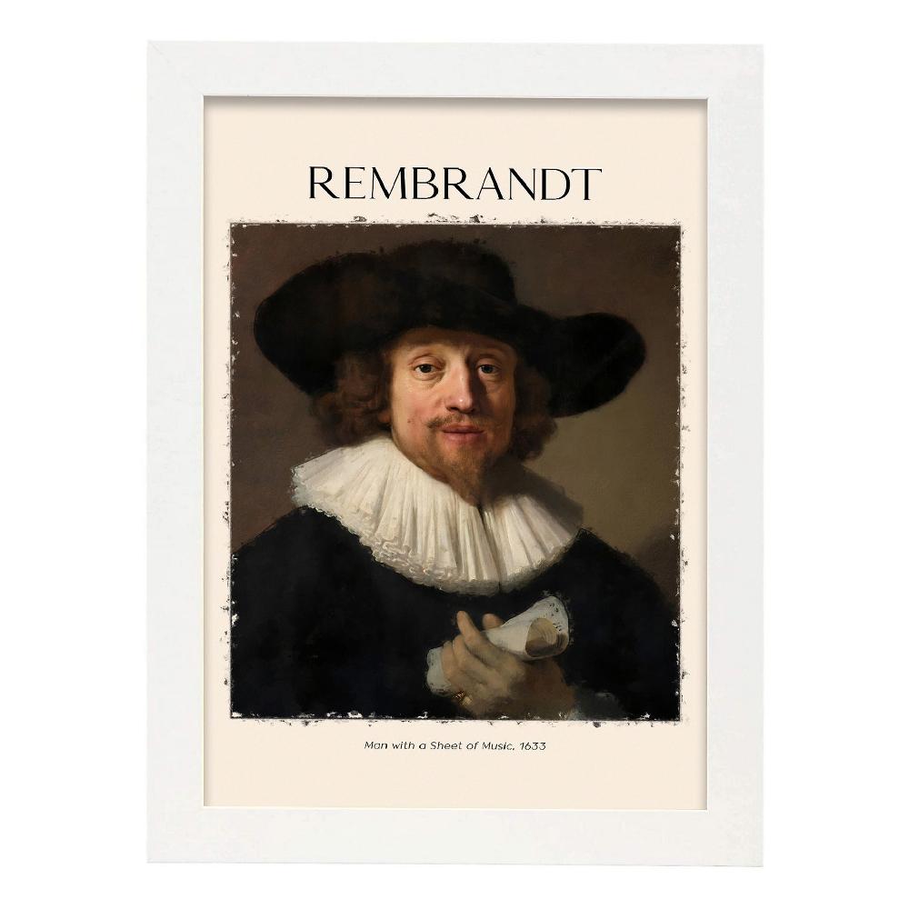 Nacnic Lámina De Hombre Con Hoja De Música Inspirada En Rembrandt
