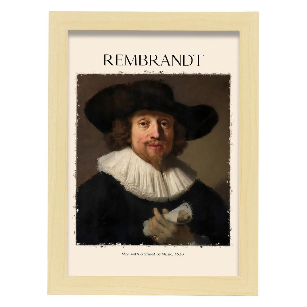 Nacnic Lámina De Hombre Con Hoja De Música Inspirada En Rembrandt