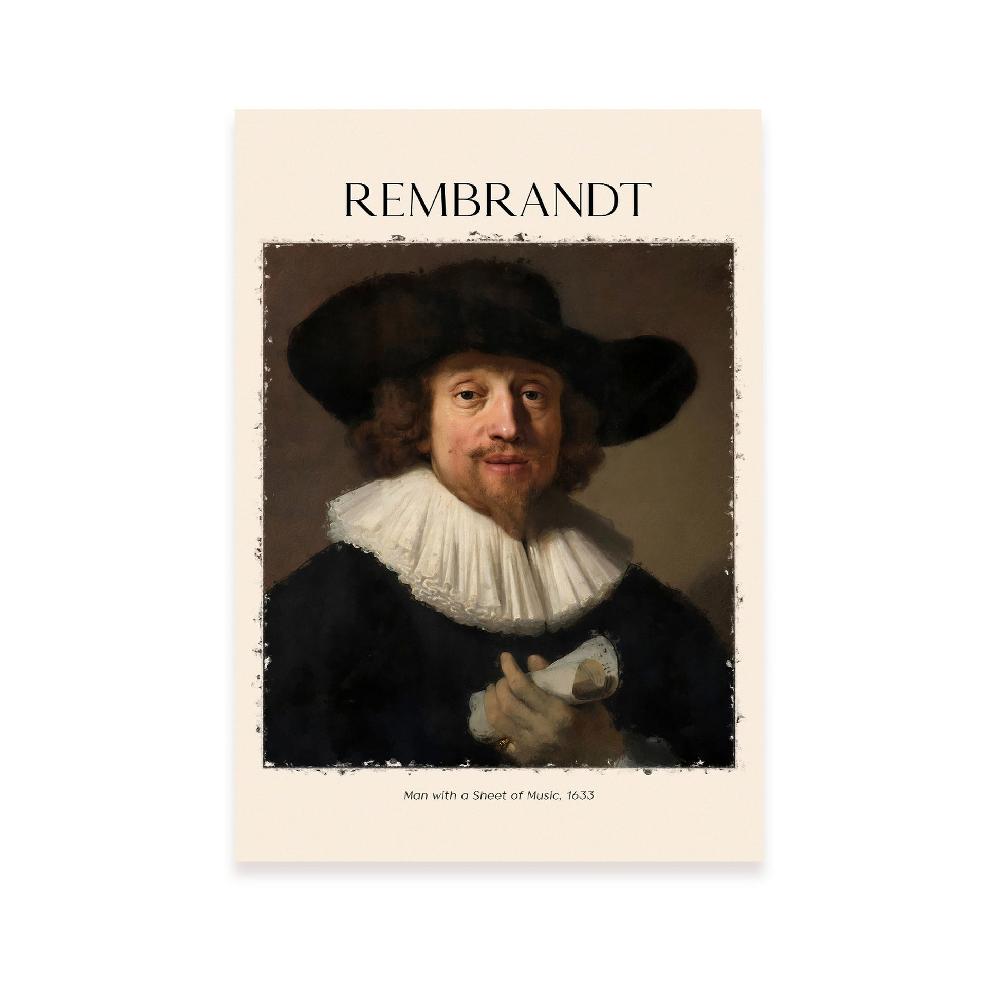 nacnic Lámina de Hombre con Hoja de Música Inspirada en Rembrandt