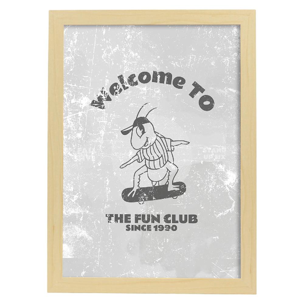 Nacnic Lámina De Ilustraciones Retro Bienvenido Al Club En Tonos Grises