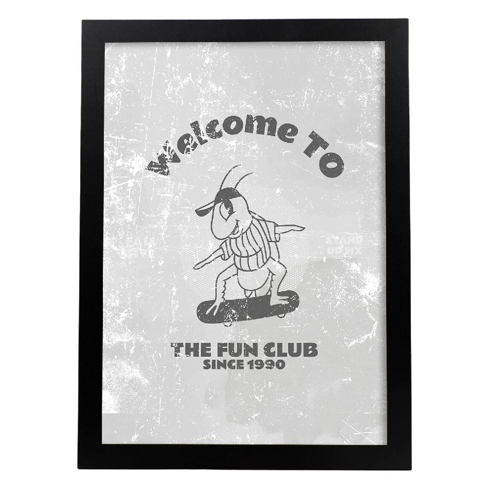 Nacnic Lámina De Ilustraciones Retro Bienvenido Al Club En Tonos Grises