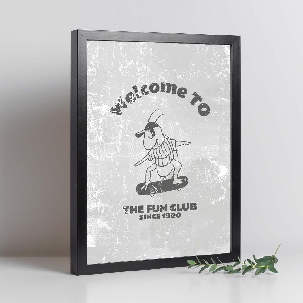 nacnic Lámina de Ilustraciones Retro Bienvenido al Club en Tonos Grises
