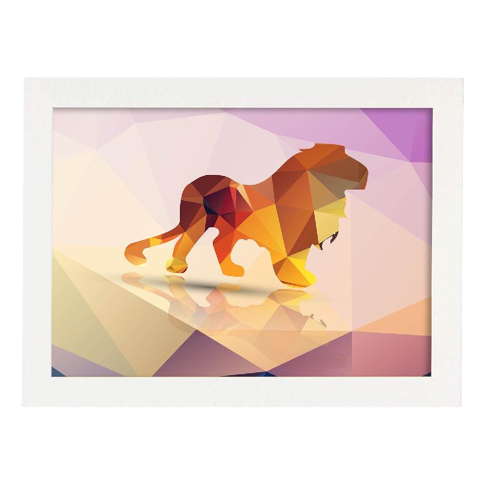 Nacnic Lámina De León Geométrico Con Fondo Colorido