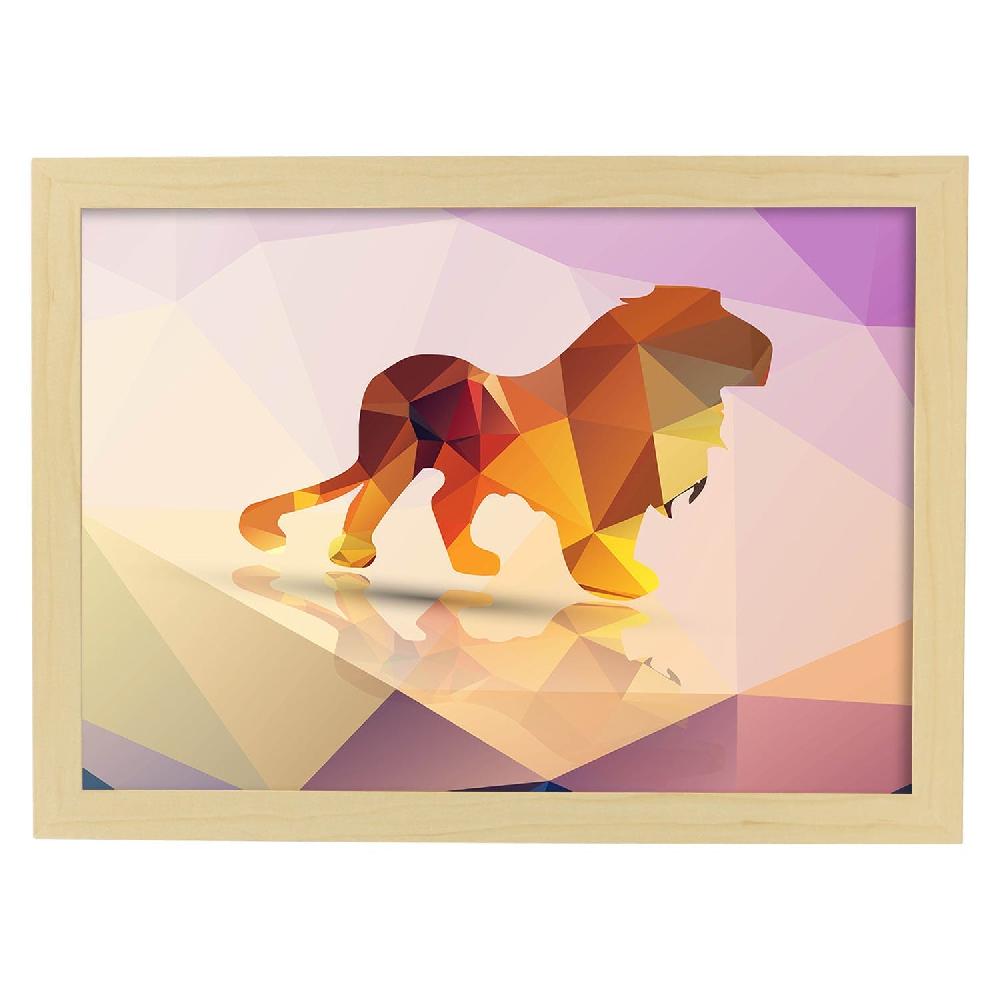 Nacnic Lámina De León Geométrico Con Fondo Colorido