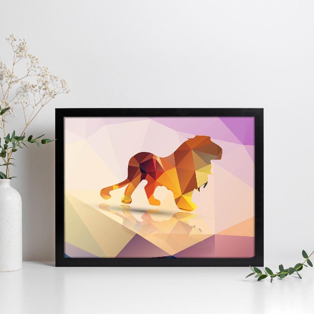 nacnic Lámina de León Geométrico con Fondo Colorido