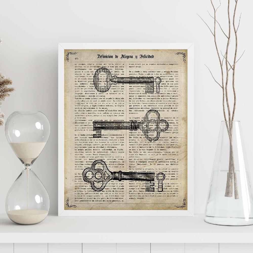 Nacnic Lámina De Llaves Vintage Con Imágenes De Objetos E Instrumentos