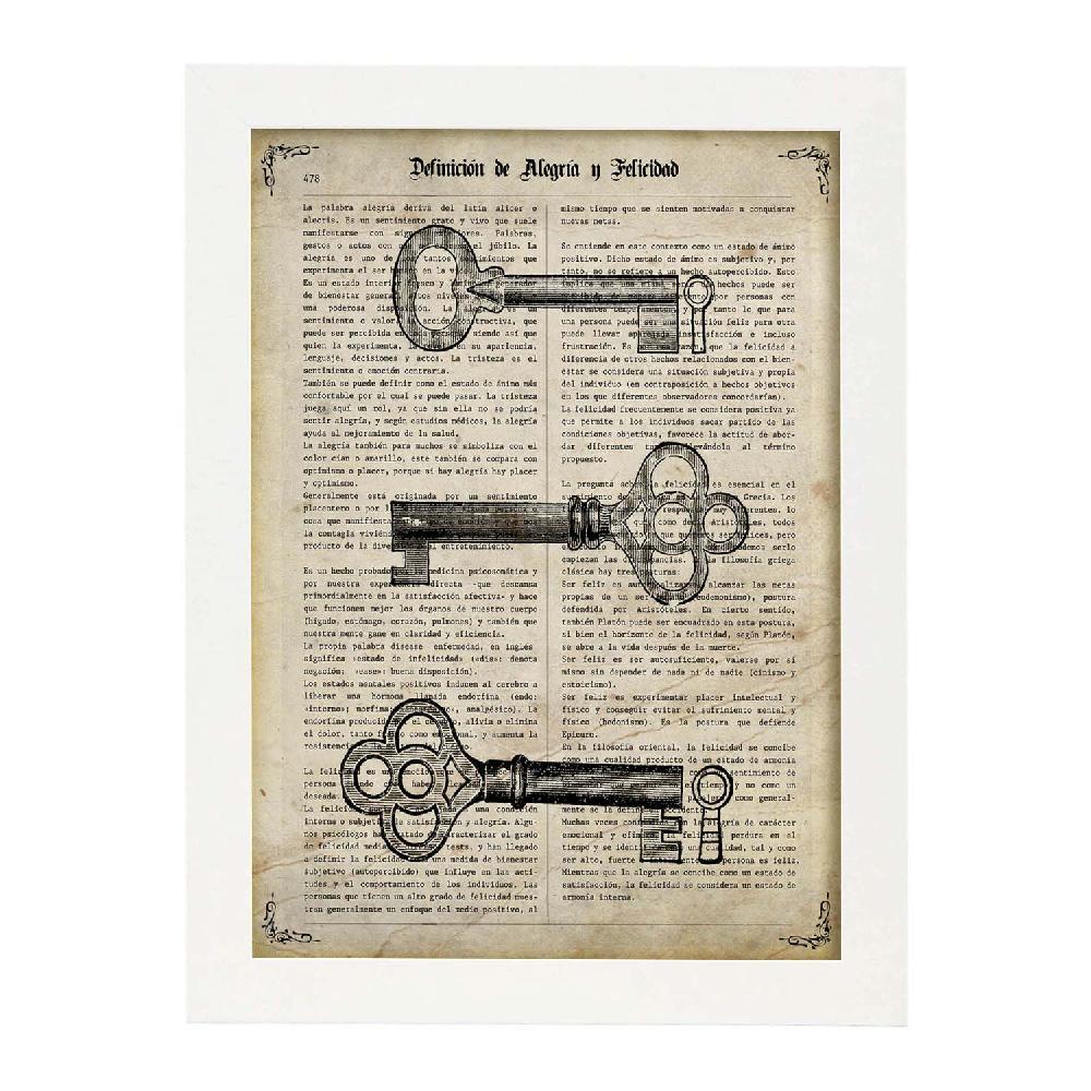 Nacnic Lámina De Llaves Vintage Con Imágenes De Objetos E Instrumentos