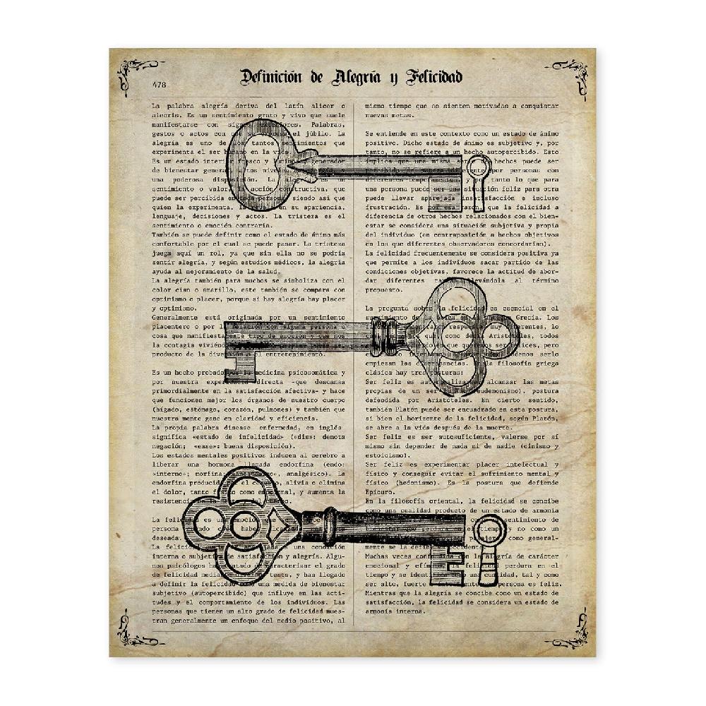 nacnic Lámina de Llaves Vintage con Imágenes de Objetos e Instrumentos