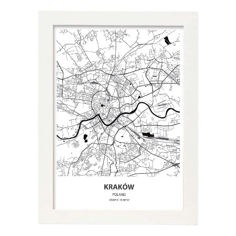 Nacnic Lámina De Mapa De Krakow Polonia En Color Negro