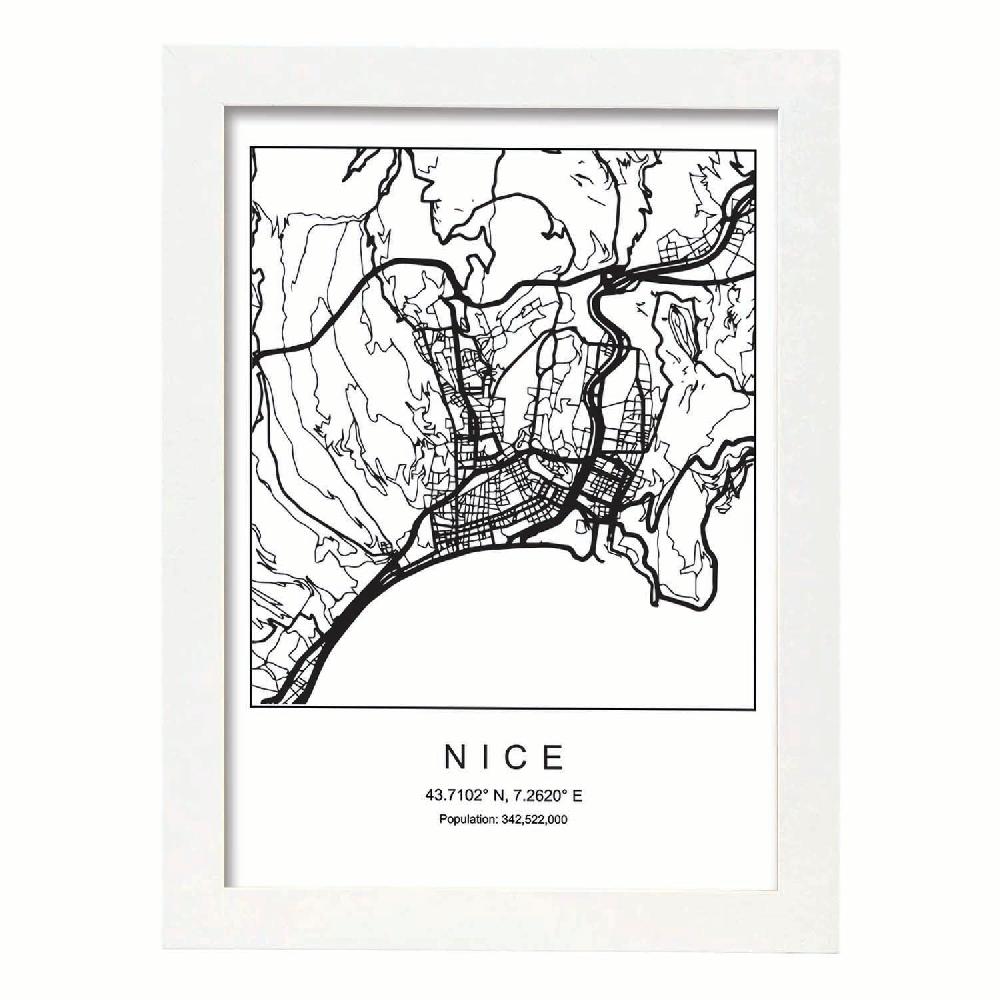 Nacnic Lámina De Mapa Estilo Nórdico De La Ciudad Nice