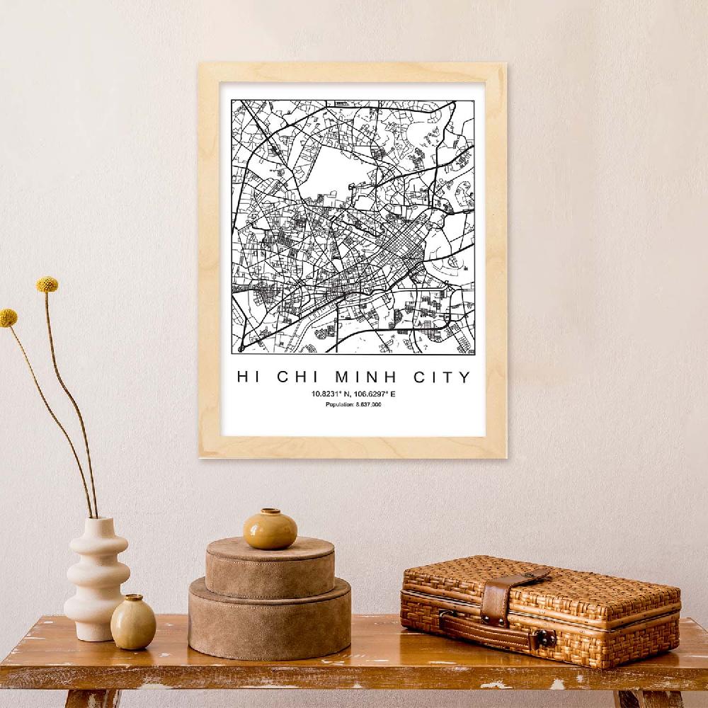 Nacnic Lámina De Mapa Nordico Hi Chi Minh En Blanco Y Negro