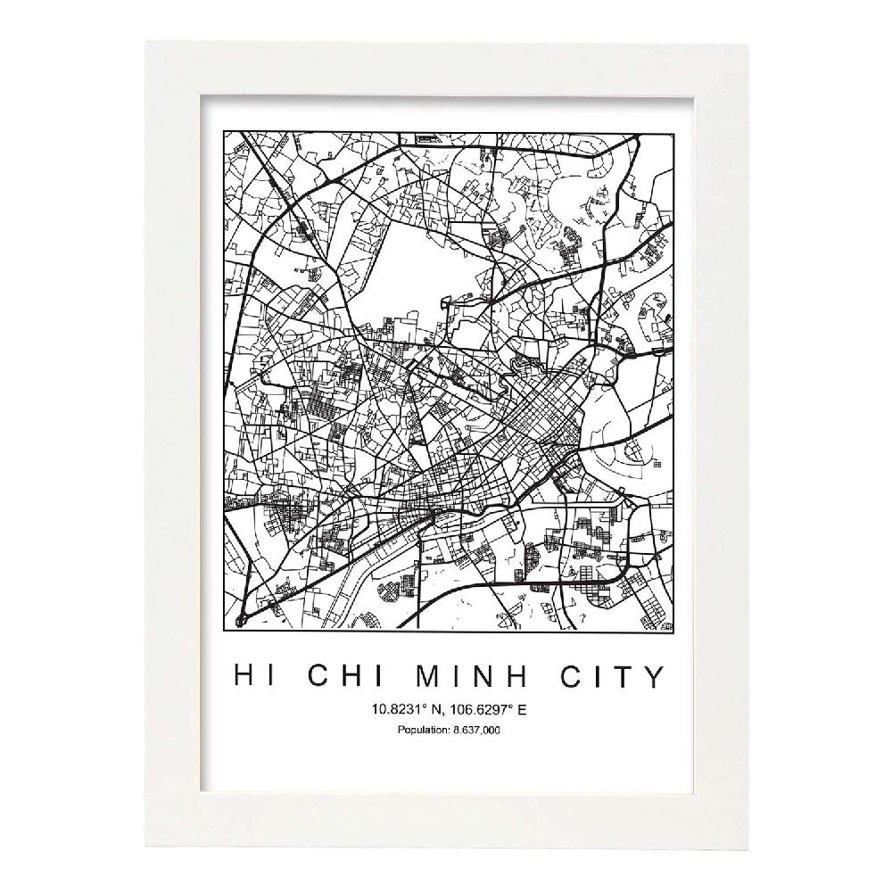 Nacnic Lámina De Mapa Nordico Hi Chi Minh En Blanco Y Negro