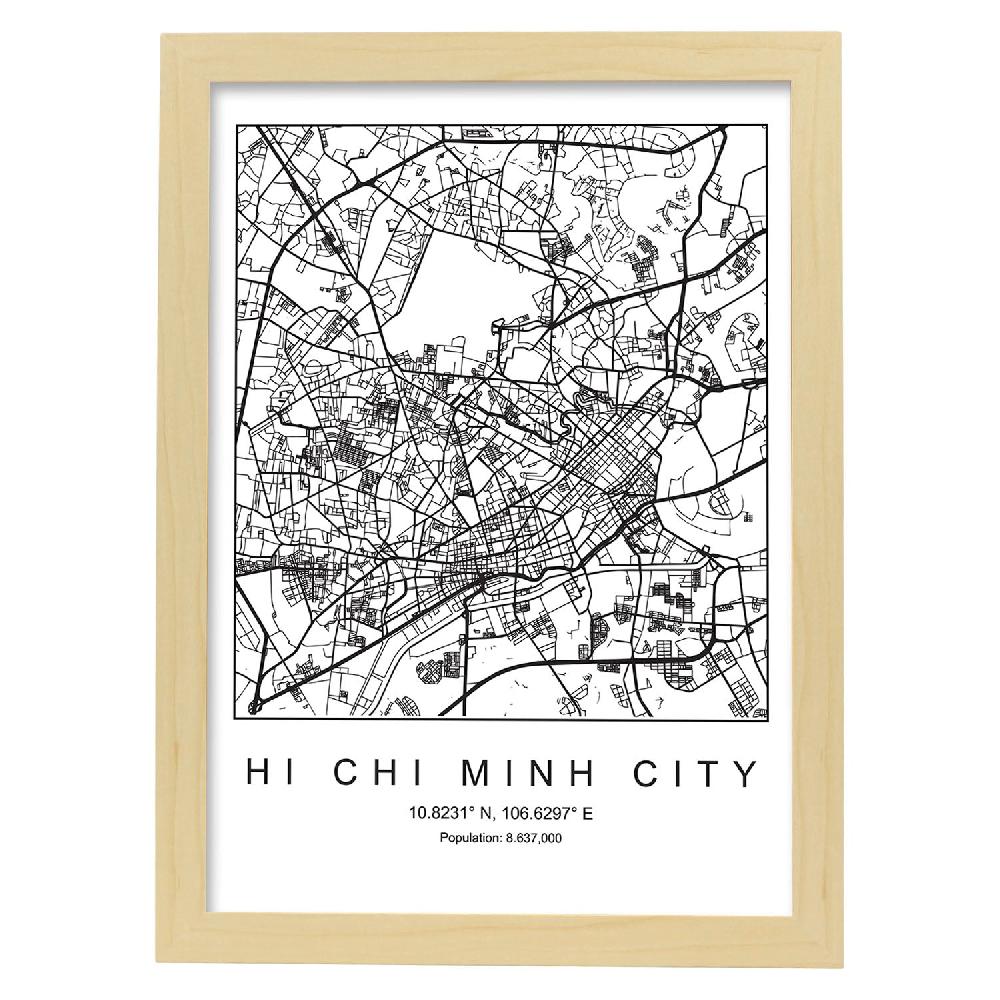Nacnic Lámina De Mapa Nordico Hi Chi Minh En Blanco Y Negro