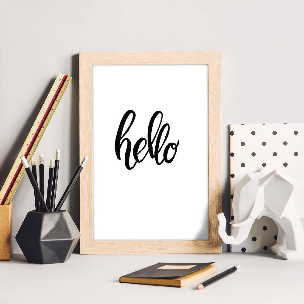 Nacnic Lámina De Mensajes Felices 'Hola' En Blanco Y Negro